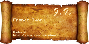 Francz Ivonn névjegykártya